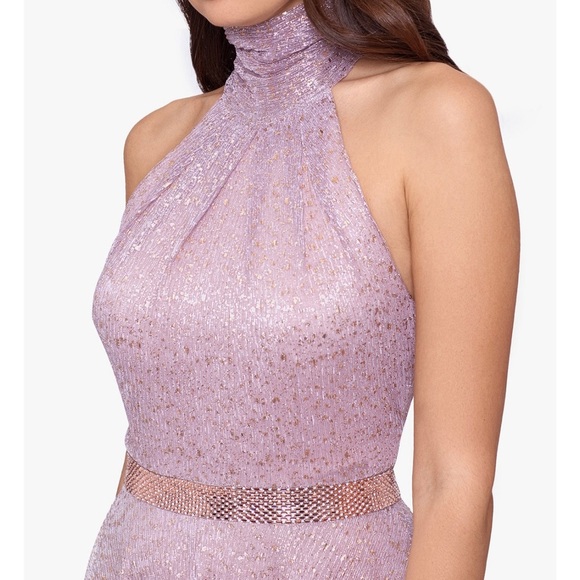 BETSY and Adam Metallic Pink and Gold Formal Prom Gown Dress *has pockets* - Picture 3 of 16